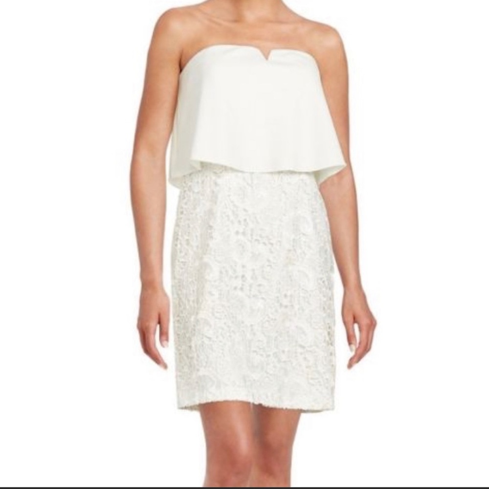 Adain Mattox W/Ivory Popover Lace Sheath Dress